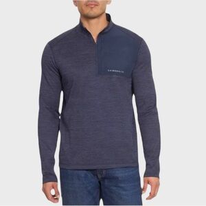 G.H. Bass & Co Men's Mixed Media  1/4 Zip Fleece Top Blue XL NWT
